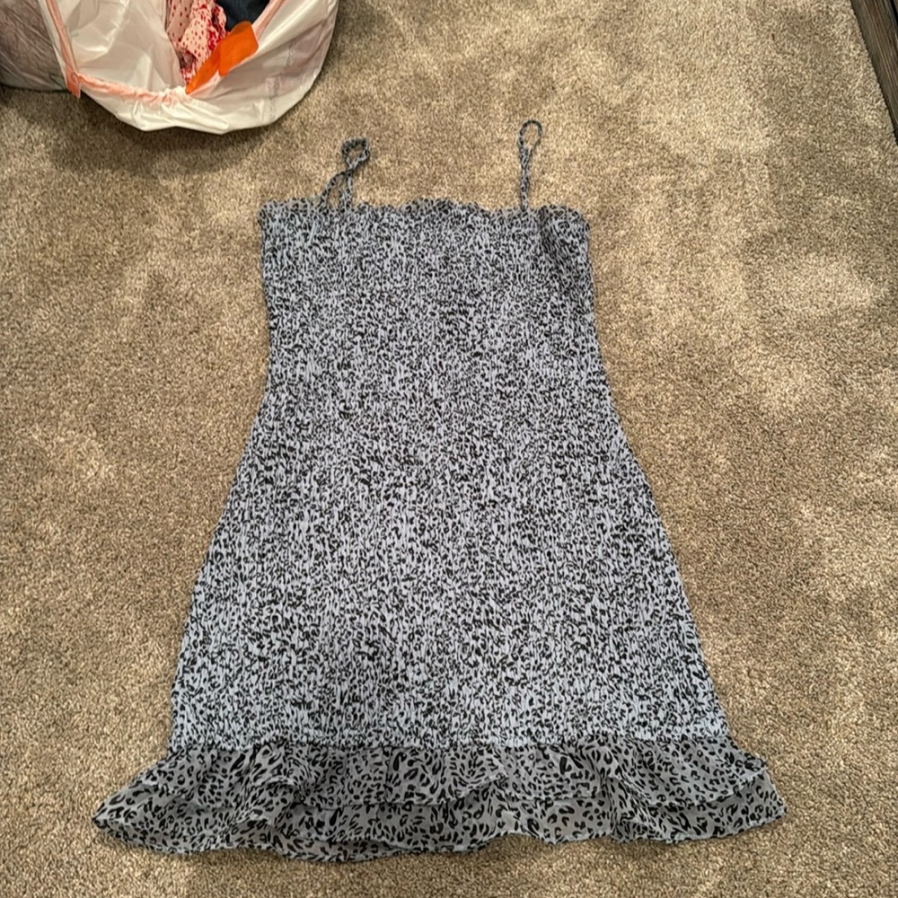 leopard print blue mini dress